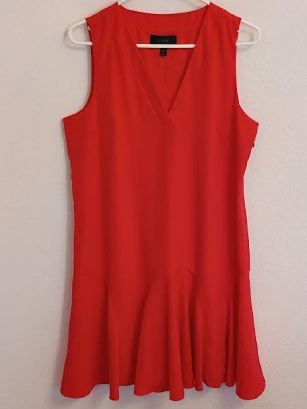 J CREW WOMEN'S DRESS RED SLEEVELESS FLOUNCE RUFFLE HEM LINED SIDE ZIPPER SIZE M